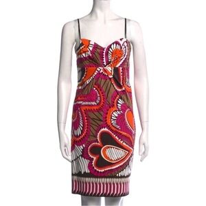 DAVID Meister printed mini slip dress pink size 8 EUC